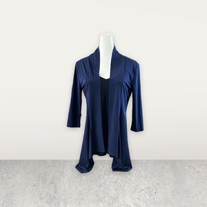 Handkerchief Cardigan in Navy Blue. Flowing fabric, very well made.